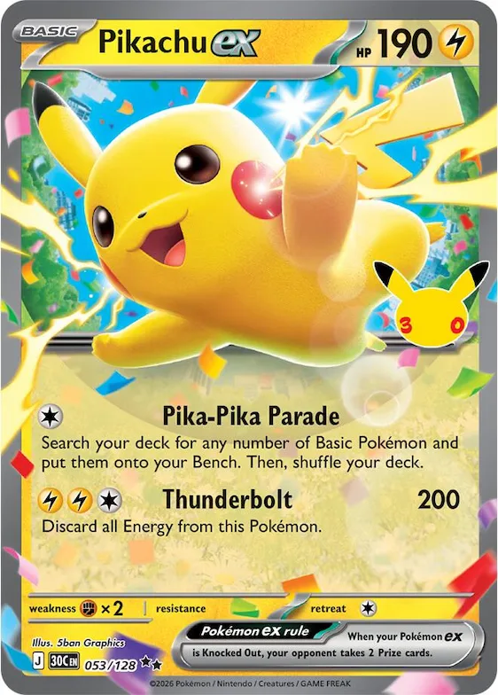 Pikachu ex #53 – 30th Celebration