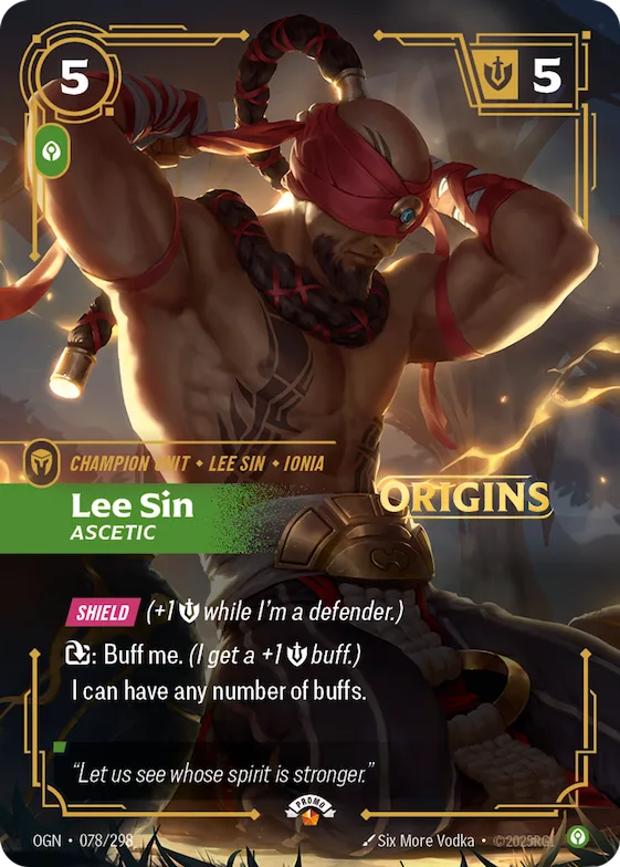 Lee Sin - Ascetic #78 – Riftbound Organized Play Promotional Cards