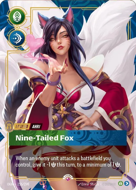 Ahri - Nine-Tailed Fox (Metal) #255 – Riftbound Organized Play Promotional Cards