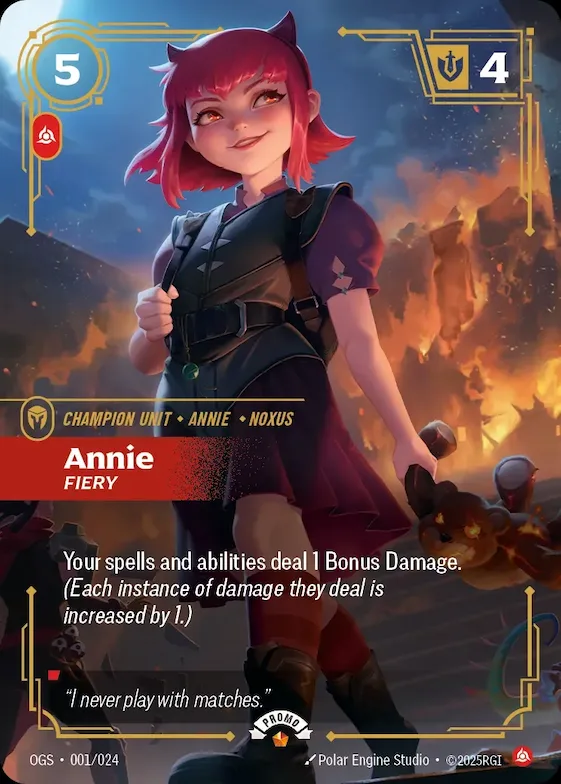 Annie - Fiery #1 – Riftbound Organized Play Promotional Cards