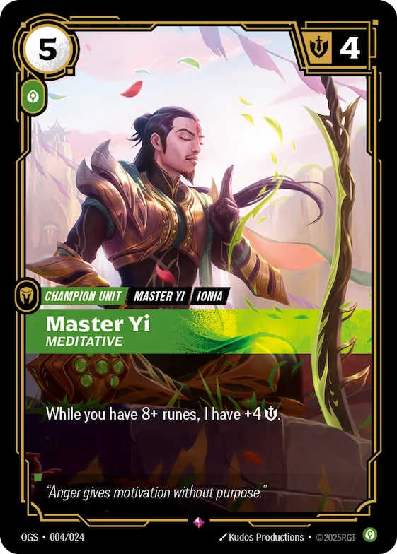 Master Yi - Meditative #4 – Riftbound Organized Play Promotional Cards