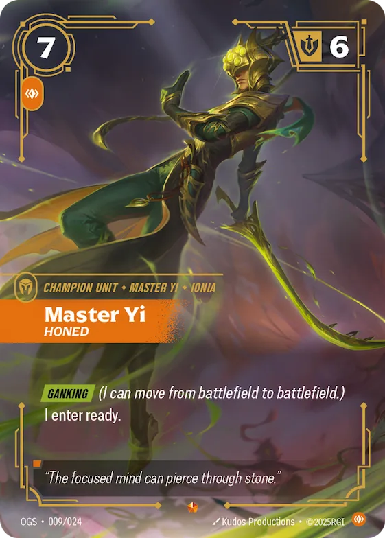 Master Yi - Honed #9 – Riftbound Organized Play Promotional Cards