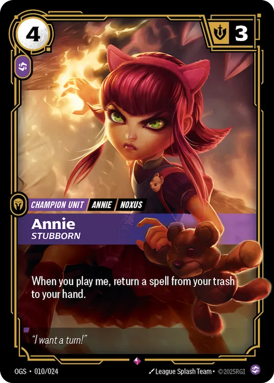 Annie - Stubborn #10 – Riftbound Organized Play Promotional Cards