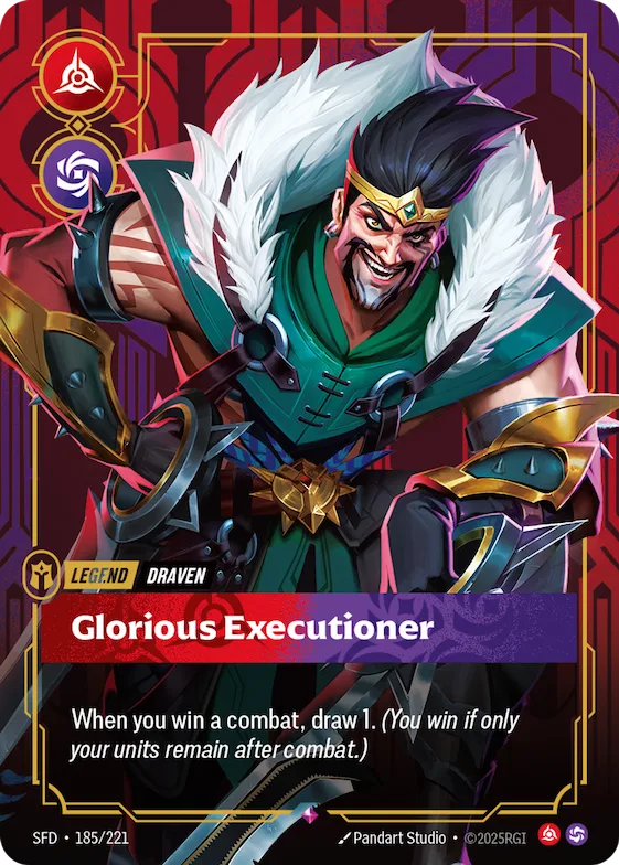 Draven - Glorious Executioner (Metal) #185 – Riftbound Organized Play Promotional Cards