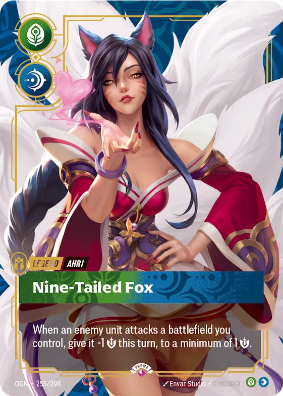 Ahri - Nine-Tailed Fox (Metal) (Prize Wall) #255 – Riftbound Organized Play Promotional Cards