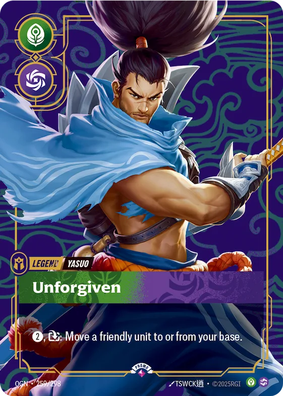 Yasuo - Unforgiven (Metal) (Prize Wall) #259 – Riftbound Organized Play Promotional Cards