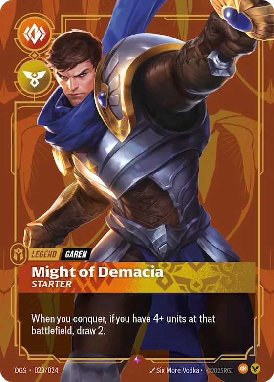 Garen - Might of Demacia (Metal) (Prize Wall) #23 – Riftbound Organized Play Promotional Cards