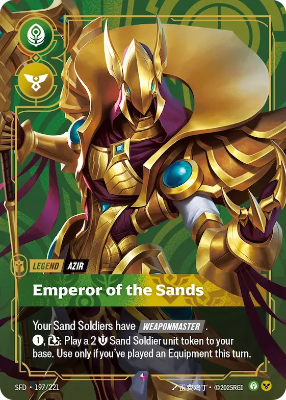 Azir - Emperor of the Sands (Metal) (Prize Wall) #197 – Riftbound Organized Play Promotional Cards