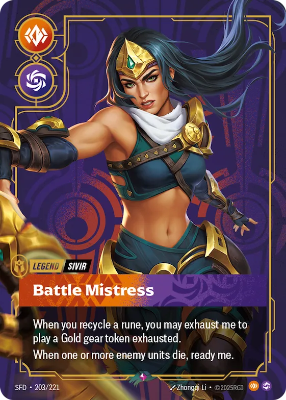 Sivir - Battle Mistress (Metal) (Prize Wall) #203 – Riftbound Organized Play Promotional Cards