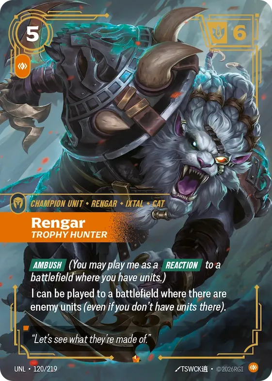 Rengar - Trophy Hunter (Champion) #120 – Riftbound Organized Play Promotional Cards