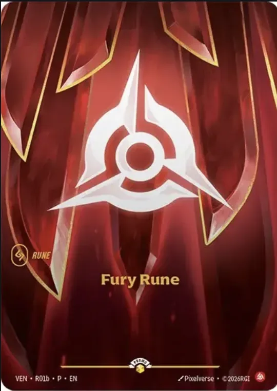 Fury Rune (Vendetta) #r1b – Riftbound Organized Play Promotional Cards