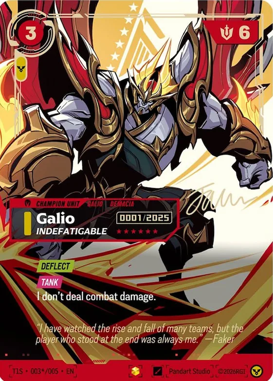 Galio, Indefatigable #003* – Riftbound x T1 2025 Worlds Champion Collection